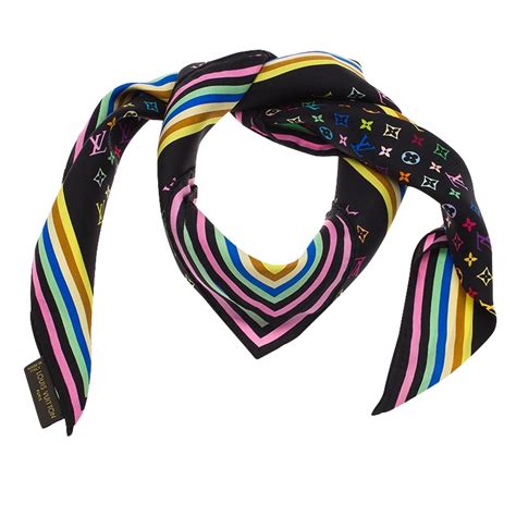 louis vuitton pink berry and red black monogram multicolor scarf